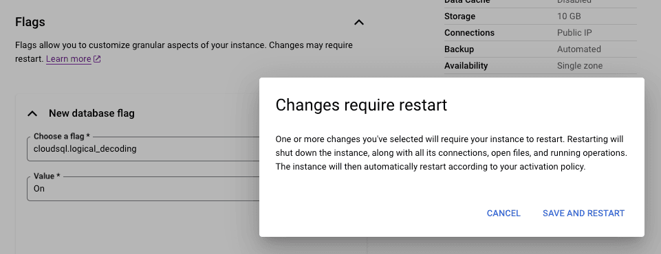 Clod SQL instance restart